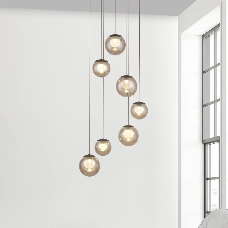 Lámpara colgante LED PURE Popup Bronce/Ámbar, 7 luces, Ø 40 cm