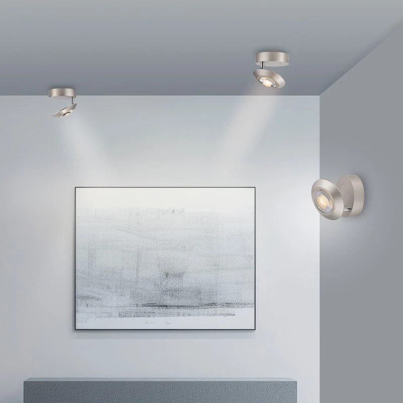 Lámpara LED de techo Oculis PURE, color plata, Ø 15 cm, hierro y cristal