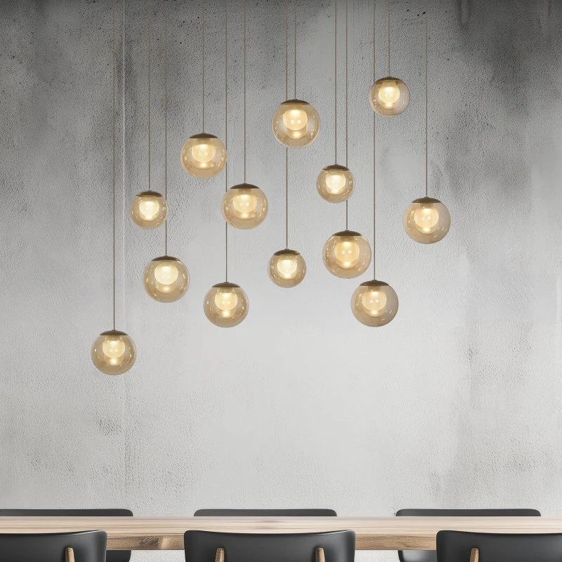 Lámpara colgante LED PURE Popup, bronce/ámbar, 100 cm, 13 luces