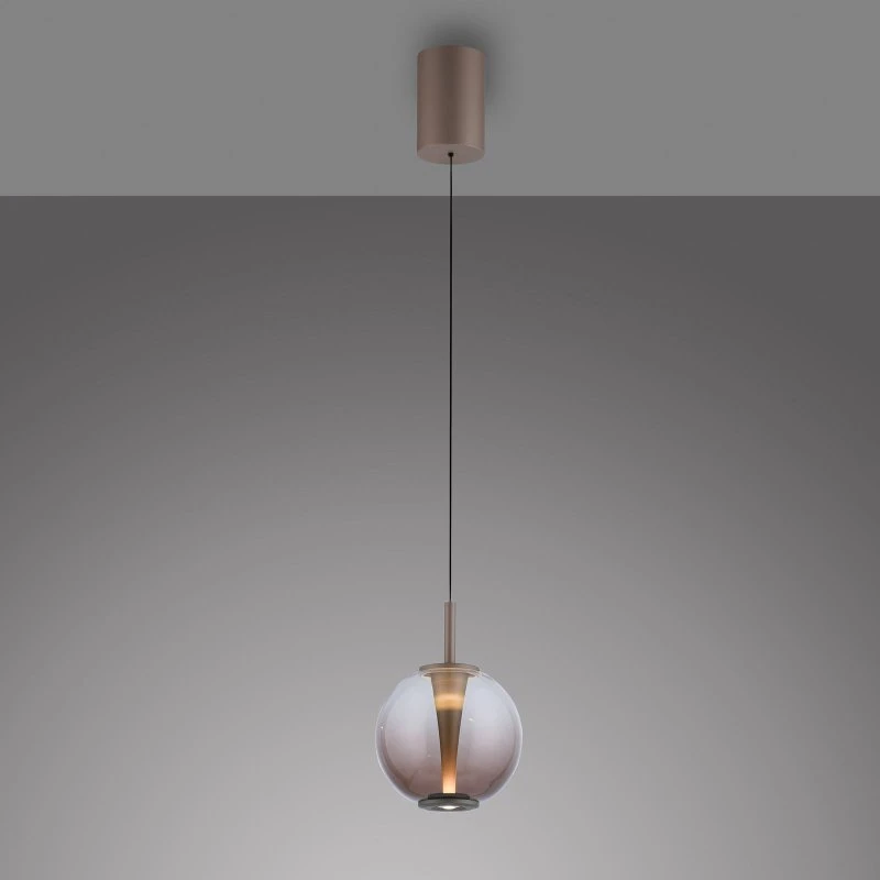 Lámpara colgante LED Infinity PURE, bronce/ámbar, Ø 18 cm, CCT