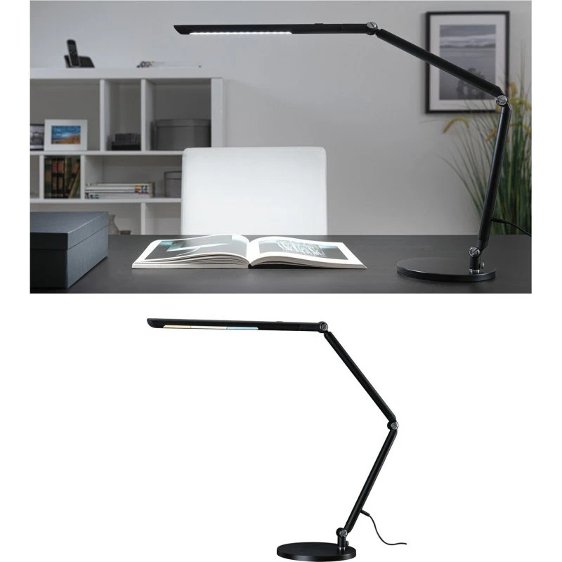 Paulmann Lámpara de mesa LED FlexBar negra, 36 cm, CCT