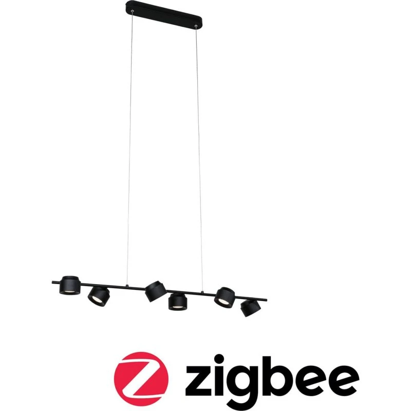 Paulmann Puric Pane Lámpara Colgante LED ZigBee 6 Luces Negro