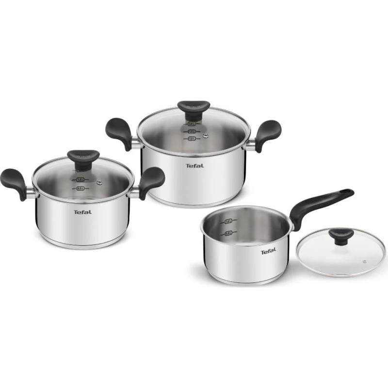 Tefal Set de Batería Mini de 3 Piezas con Tapa y Cazo 16cm