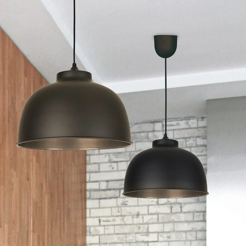 COREP Lámpara colgante Dock, negro mate, Ø 31 cm, metal