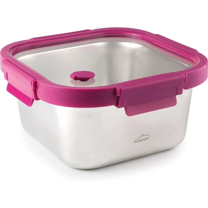 Lacor Fiambrera de Acero Inoxidable Etern con Tapa de Cristal, 650 ml