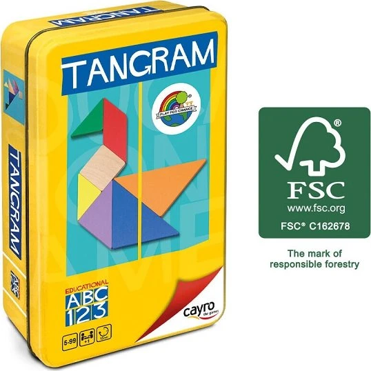 Cayro Games Tangram de Madera de Colores en Caja de Metal CA124