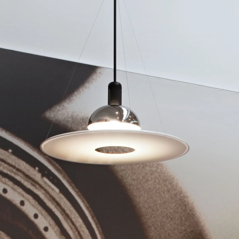 Flos Lámpara Colgante Frisbi - Cristal Opal y Cromo