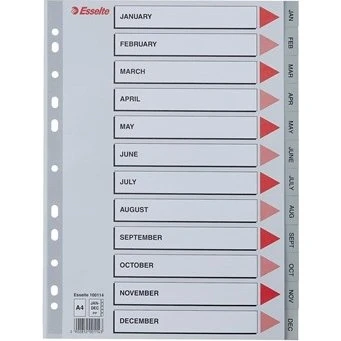 Esselte 100114 Separadores A4 Grises 11 Agujeros