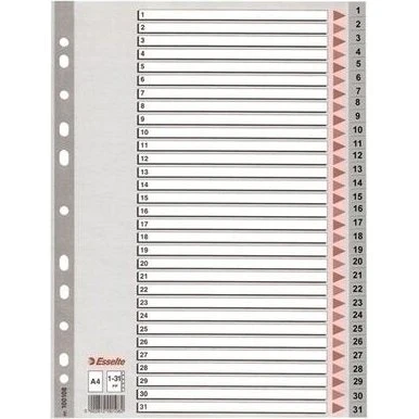 Esselte Separadores Numéricos 1-31 A4 Gris
