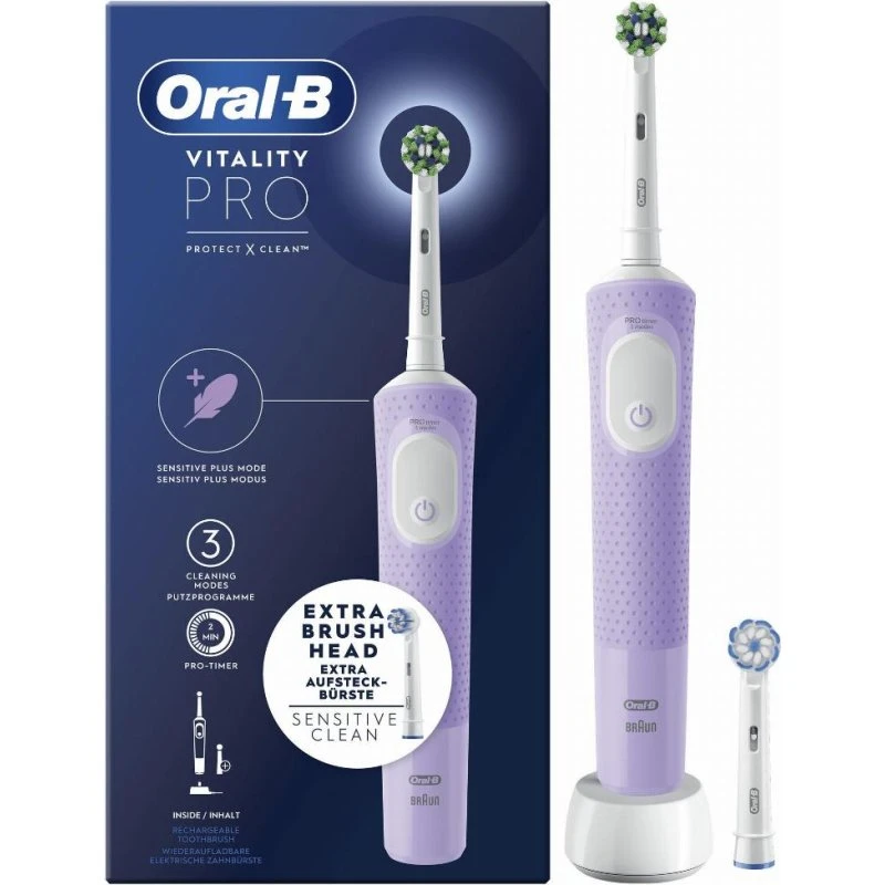 Oral B Vitality Pro Cepillo Eléctrico Morado con 2 Cabezales