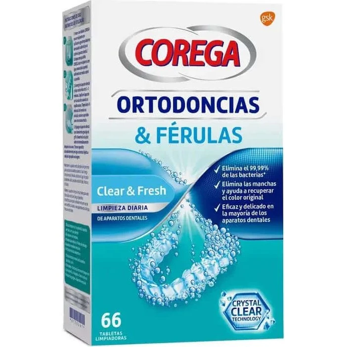Corega Ortodoncia y Férulas 66 Tabletas Limpiadoras