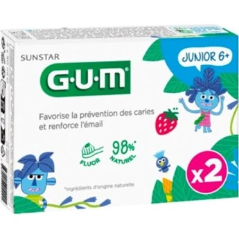 Gum Junior Gel Dentífrico Fresa +6 Años 2x50ml