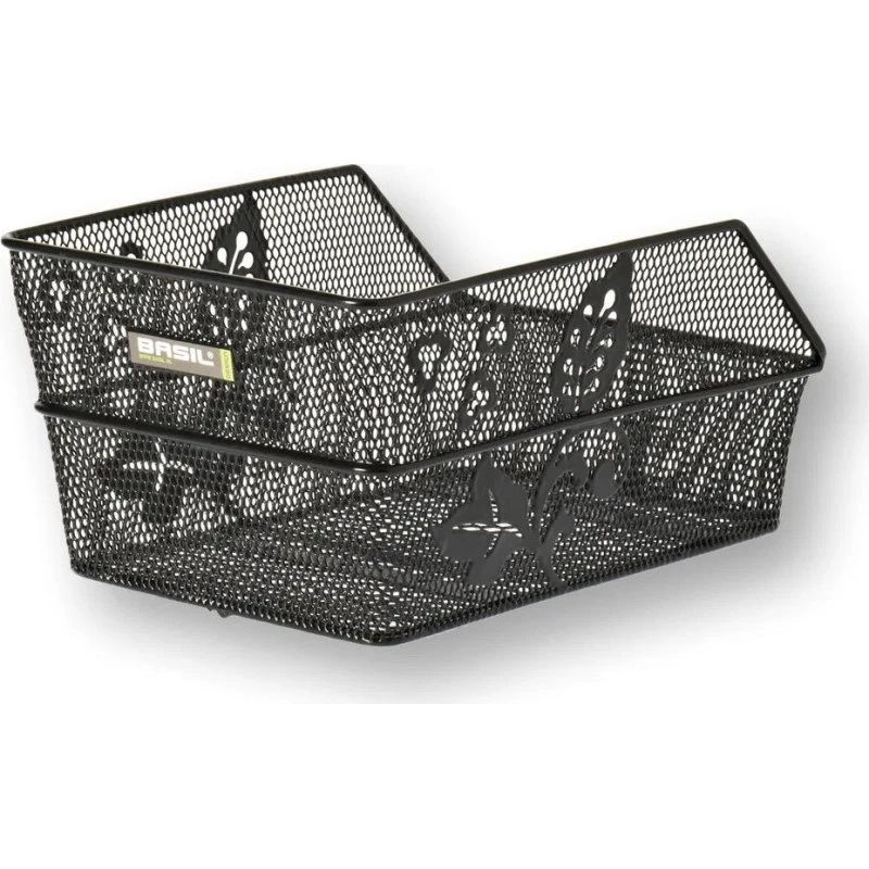 Basil Cento Flower Cesta para bicicleta negra (portaequipajes)