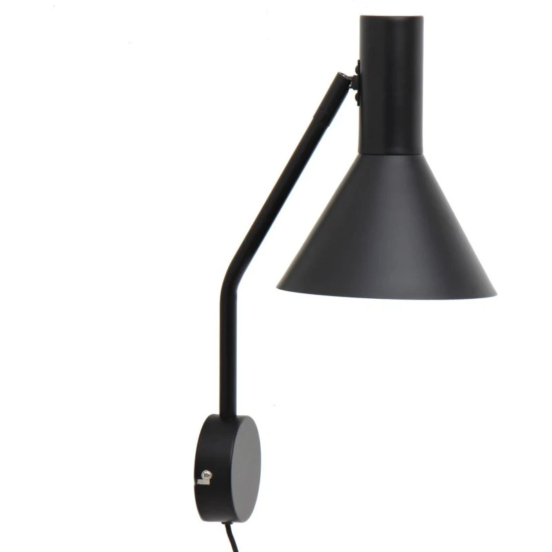FRANDSEN Lyss Aplique de Pared Negro Mate, 42 cm, E27 con Enchufe