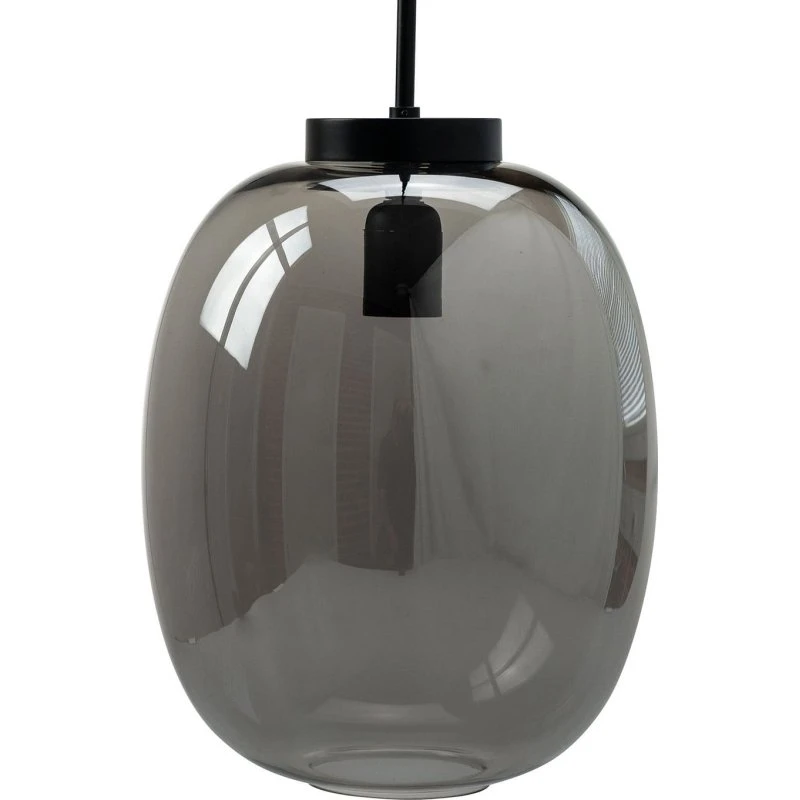 Dyberg Larsen DL39 Lámpara Colgante de Cristal Ovalada - Gris Humo/Negro