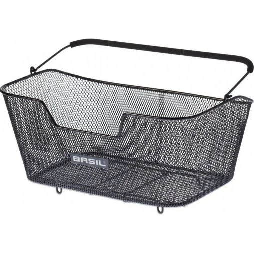 Basil Base Cesta Trasera Acero Ancha - Negro