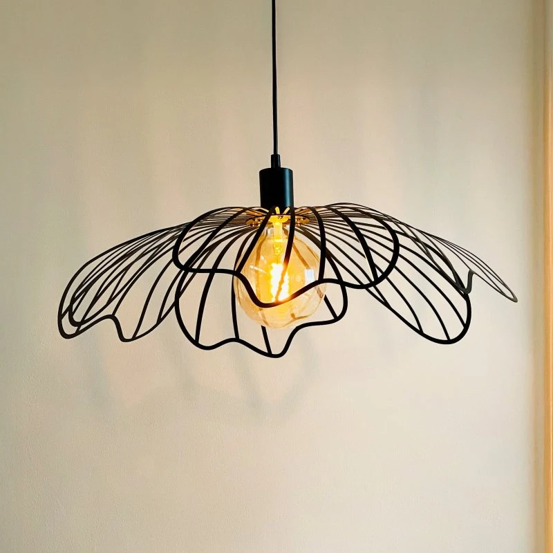 Lámpara colgante DybergLarsen Blumen en negro mate, Ø 60 cm