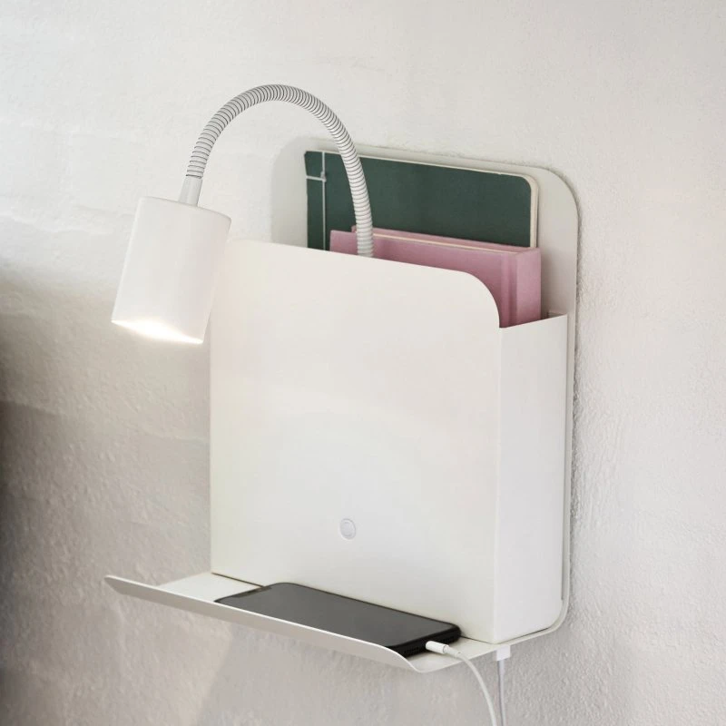 Nordlux Aplique de Pared Roomi Blanco con Estante y USB