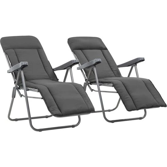 vidaXL Sillas Plegables Jardín 2 Unidades Gris