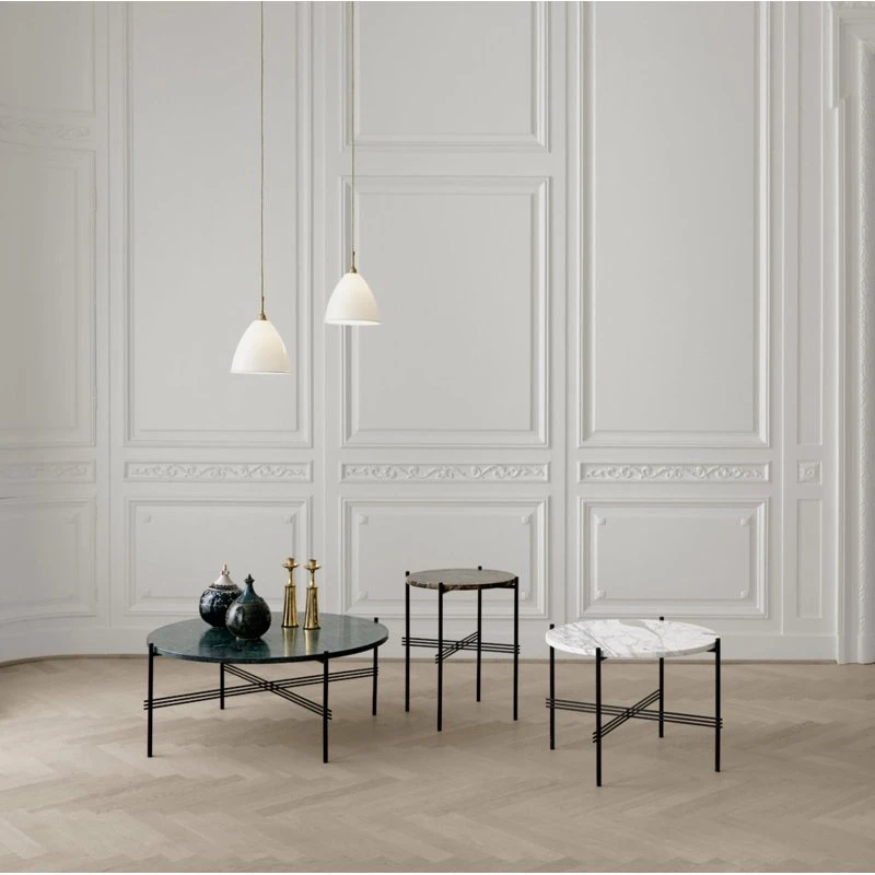 GUBI Lámpara colgante Bestlite BL9 en porcelana blanca y cromo