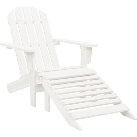 vidaXL Silla Adirondack con Otomana Madera Blanca