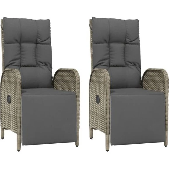 vidaXL Sillas Reclinables con Cojines 2 uds Gris