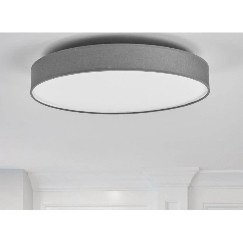 Lámpara de techo LED Saira de Lindby, Ø 50 cm, Gris, Textil