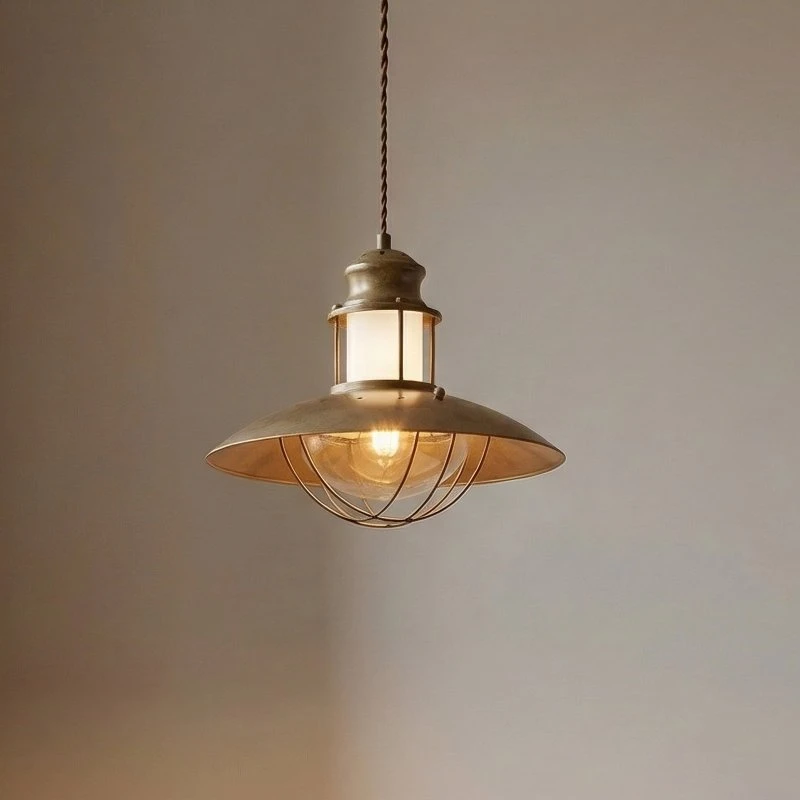 Lindby Lámpara Colgante Louisanne Brown - Estilo Marinero en Metal