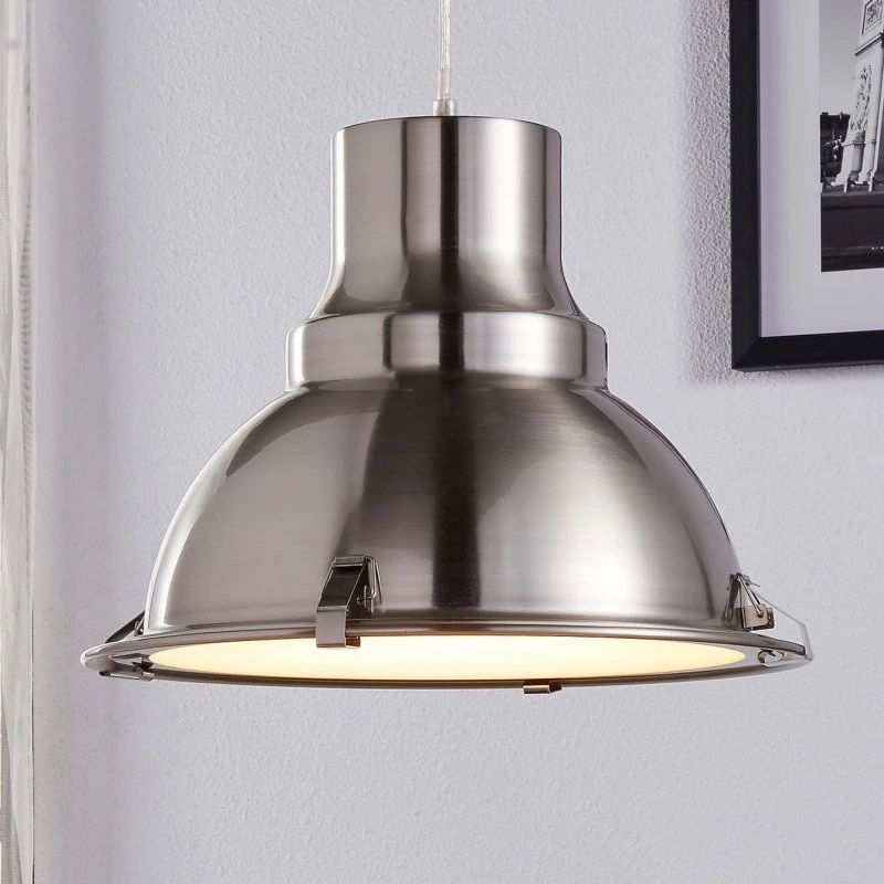 Lindby Lámpara Colgante Letty, Ø 39 cm, Níquel, Metal, E27