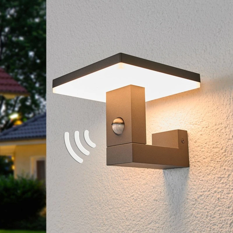 Lucande Aplique de Pared Exterior Olesia con Sensor - Gris Oscuro