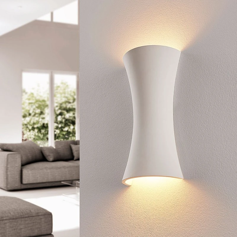 Aplique de pared Edon de Lindby, blanco, yeso, 30 cm