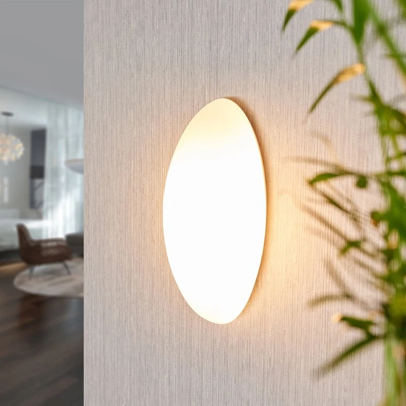 Lucande Aplique de Pared Jemima, 24 cm, Cristal Blanco, Elíptico