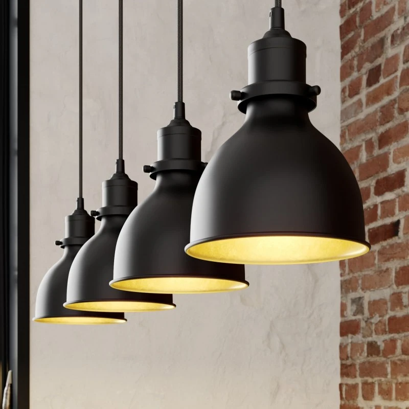 Lámpara Colgante Lindby Jasminka Negro y Oro - 4 Luces Metal