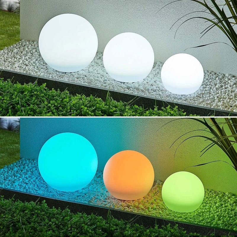 Lindby Lago Lámpara Solar RGBW - Juego de 3 Globos Decorativos