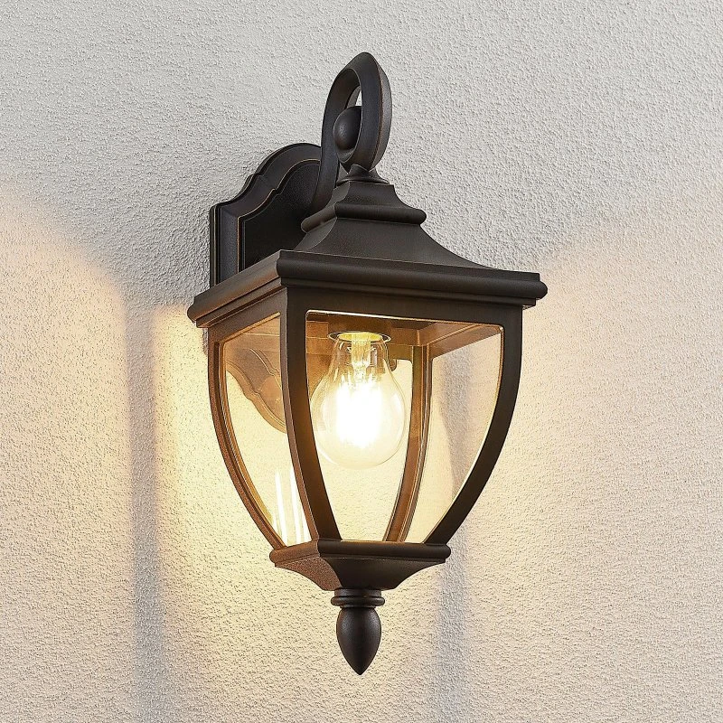 Lindby Cerys Aplique de Exterior Negro - Diseño Clásico en Plástico
