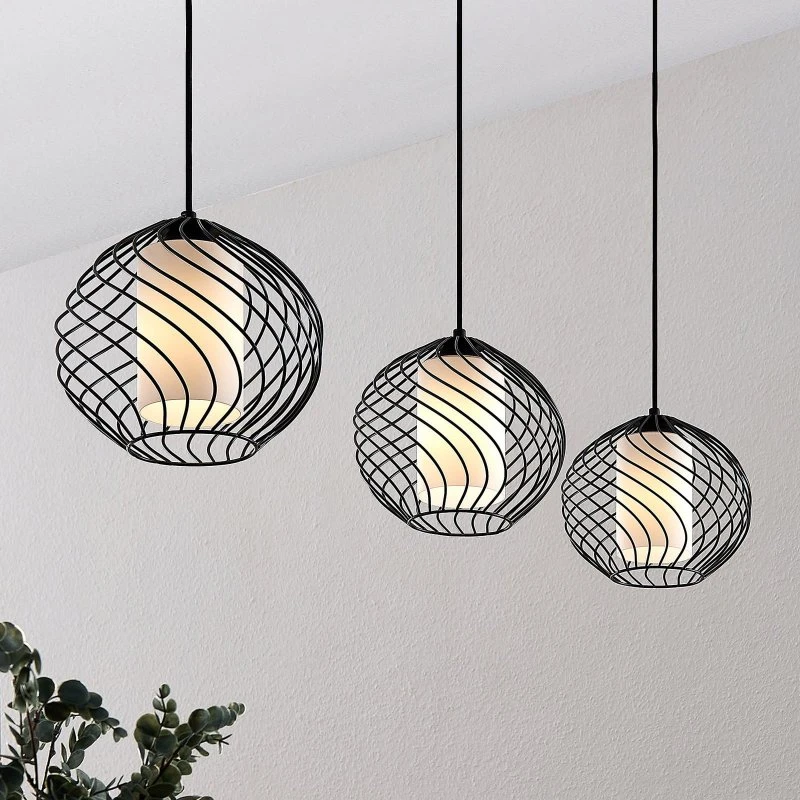 Lindby Lámpara Colgante Cedrice Black/White - Estilo Vintage
