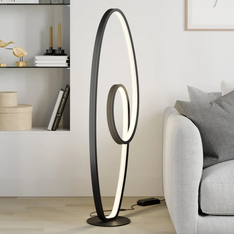 Lucande Lámpara de Pie LED Bronwyn Antracita - Diseño Curvo Moderno