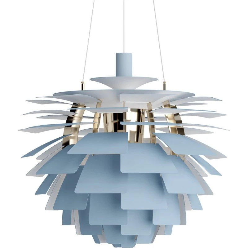 Louis Poulsen Lámpara colgante PH Artichoke azul/latón 60 cm