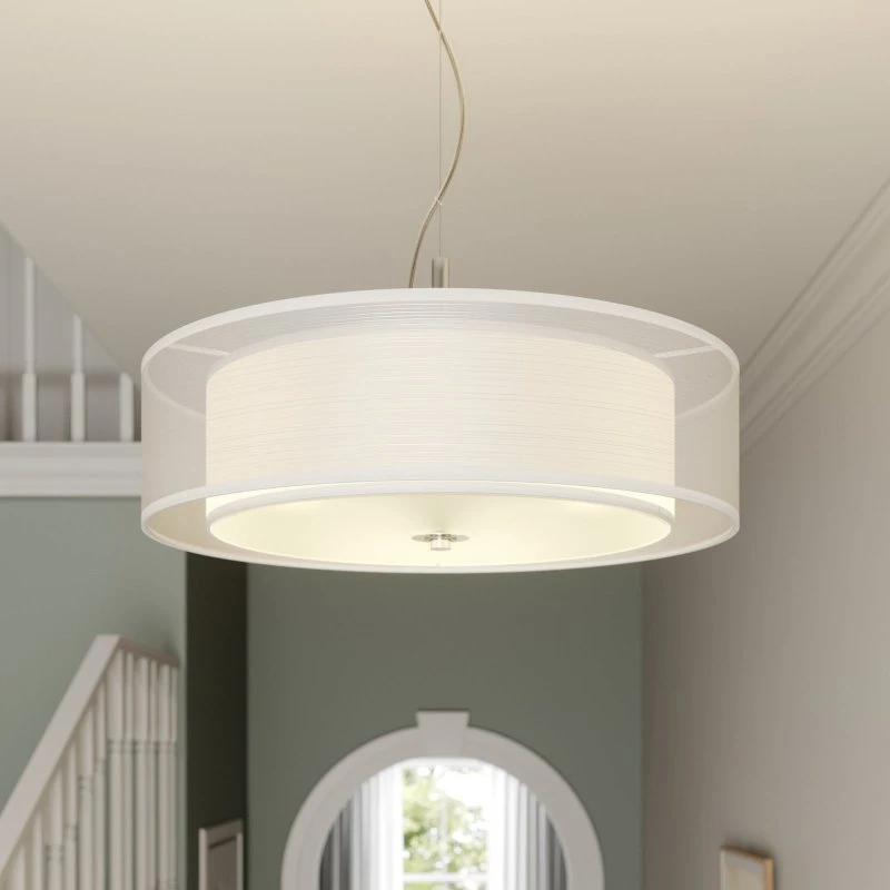 Lindby Pikka Lámpara Colgante LED Ø50 Blanca Textil