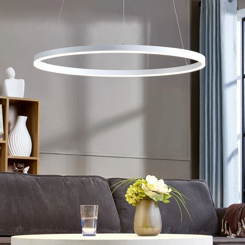 Arcchio Lámpara Colgante Albiona Ø80 Blanca - Diseño de Anillo LED