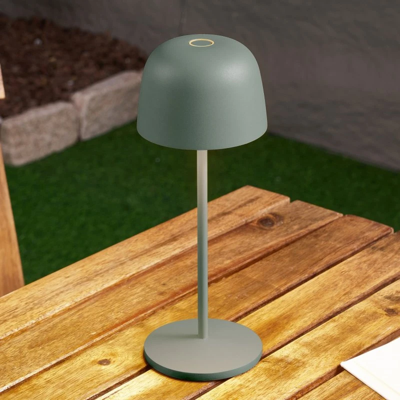 Lindby Lámpara de mesa LED Arietty recargable, verde, IP65