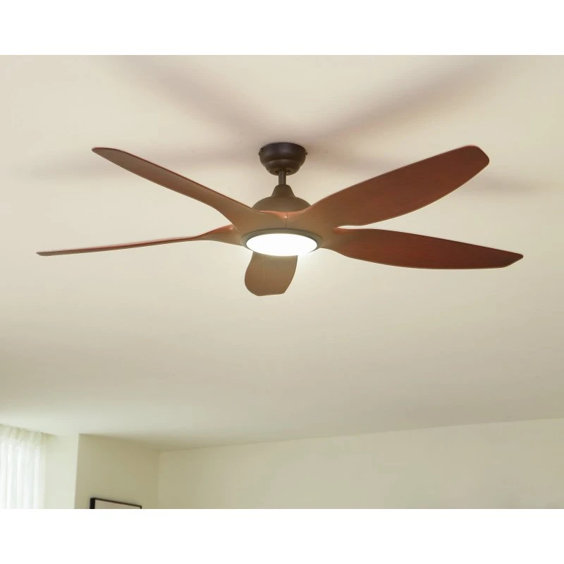 Lucande Omendo Ventilador de Techo LED Negro y Nogal con CCT