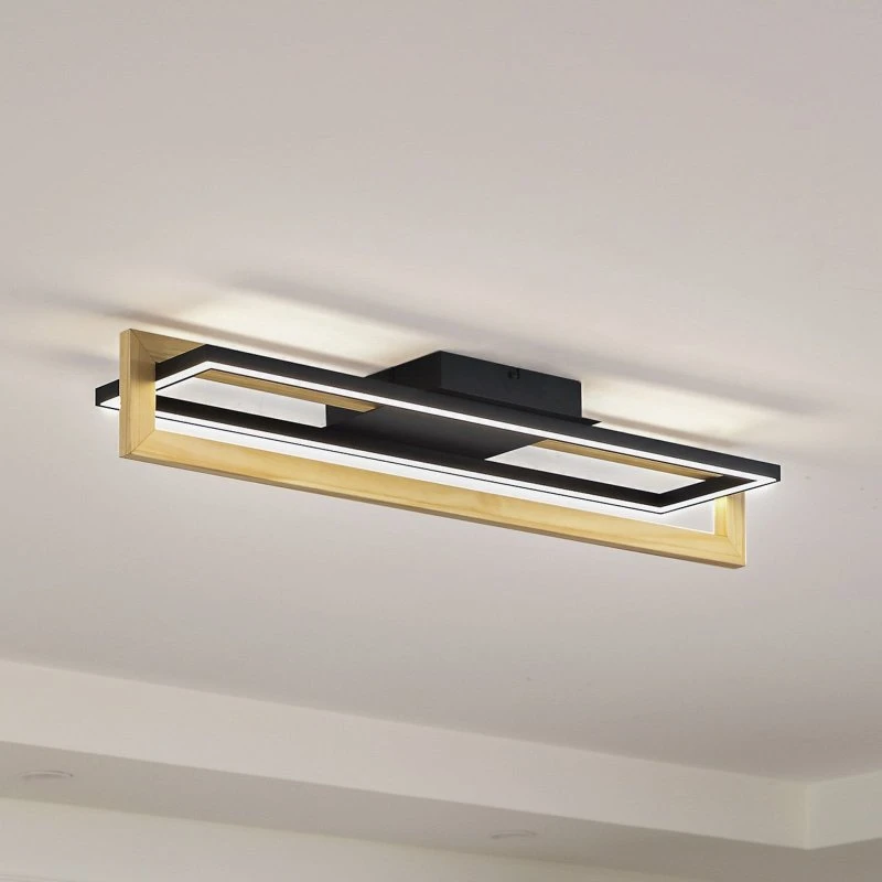 Lindby Holamu L86 Lámpara de Techo LED Negro y Madera