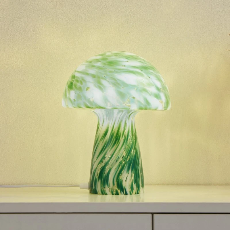 Lámpara de Sobremesa Hubi Lindby Verde - Cristal con Forma de Seta