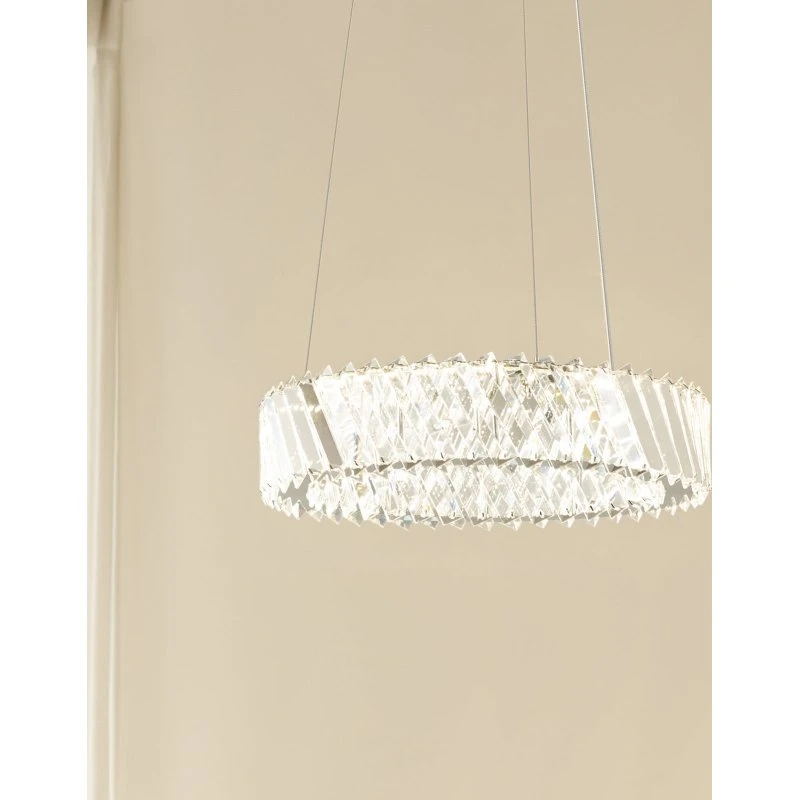 Lámpara colgante LED Lucande Glacis, Cristal y Cromado, Ø 40 cm