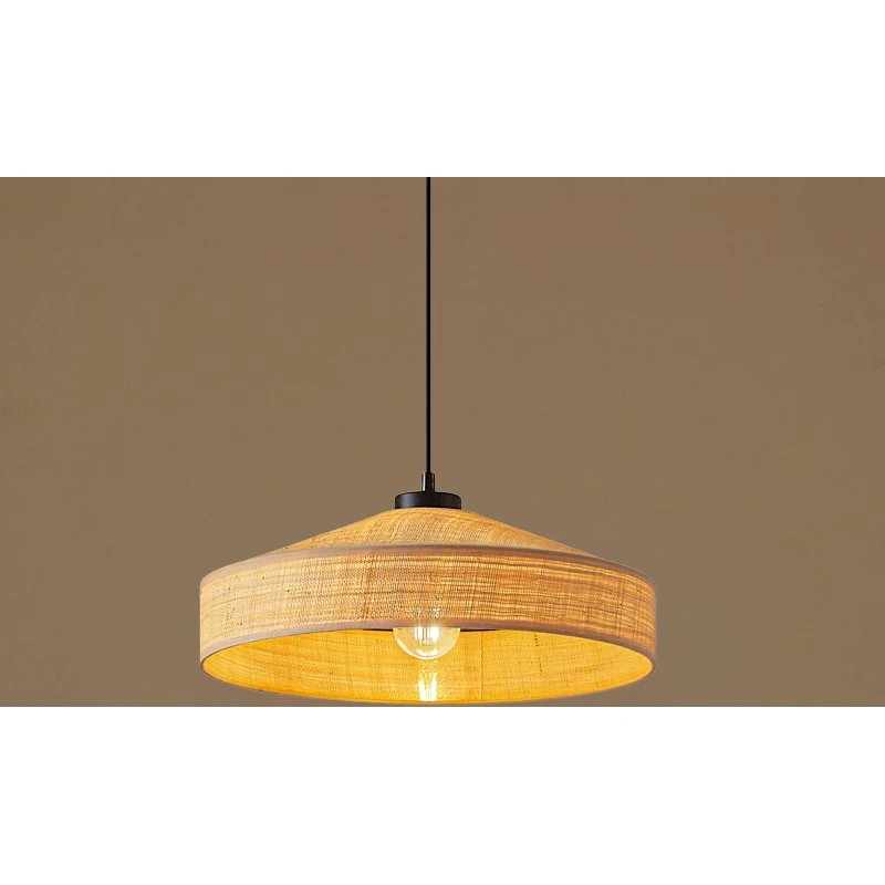 Lindby Haldor Lámpara Colgante de Ratán Natural, Ø 40 cm