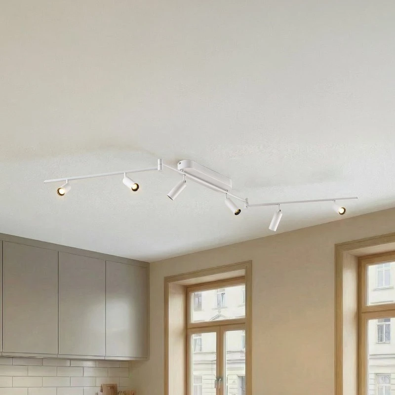 Lindby Plafón LED Eldrin de 6 luces, blanco, orientable