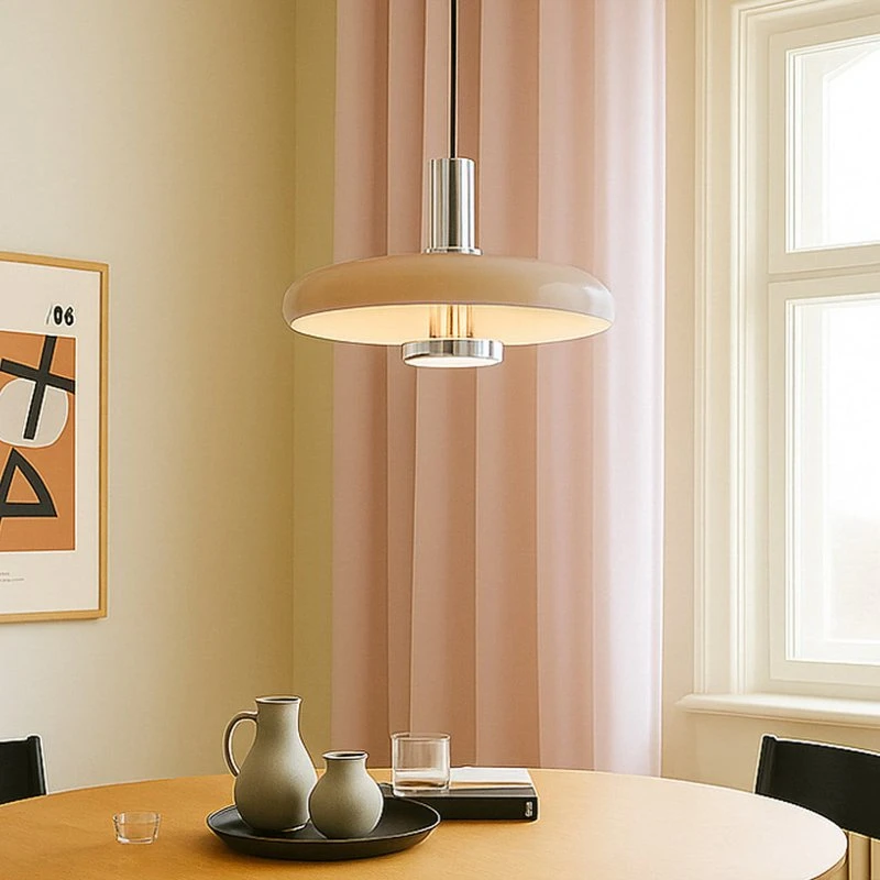 Lámpara colgante Lindby Branford, estilo retro, Ø 35 cm, beige, metal