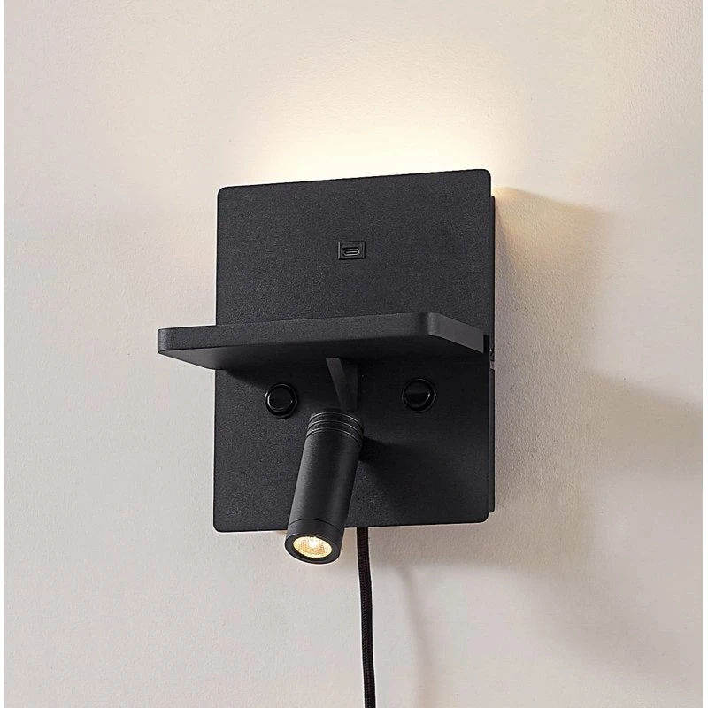 Aplique de pared LED Lindby Auden negro con estación de carga