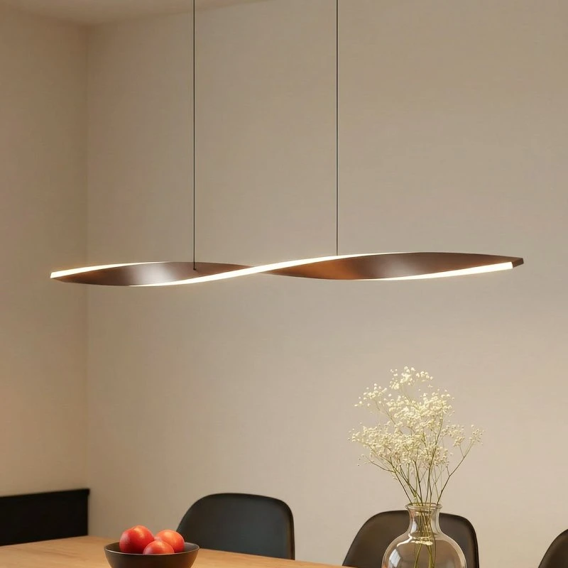 Lámpara colgante LED Lindby Jaren, Negro/Marrón, 100 cm, CCT